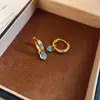 Aretes de Botón de Corazón de Amor y Flor con Circonia Chapados en Oro Real de 18k Nuevo Diseño Retro Chino Ear Cuff Pendientes de Moda Versátiles
