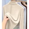 Camiseta de Terciopelo Alemán de Nuevo Estilo Otoño e Invierno de Corte Slim Cálida de Color Puro para Mujer Camiseta de Fondo de Cuello Alto Medio Top para Mujer Isn Trbottomy