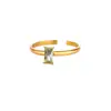 Amazon Explosiones Transfronterizas Sentido Avanzado del Diseño Anillo Dorado con Piedra Natal Anillo Simple Rectangular de Zirconia para Mujer