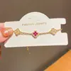 Pulsera de Flor de Circonita Chapada en Oro Real de 18 Quilates, Nueva Pulsera de Estilo Chino de Lujo Ligero de Nicho, Joyería de Alta Gama de Moda Retro