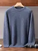 Suéter de cashmere simples e versátil para outono e inverno para homens, pulôver com gola redonda, malha texturizada como camada base, suéter interno quente