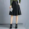 Nuevo Falda de Piel Sintética Otoño/Invierno 2026 Falda Plisada Cintura Alta Media Falda Falda Corta Para Mujer Ajuste Delgado Longitud Media Falda de Cuero Línea A