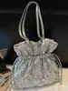 Bolso bandolera con cordón de diamante para mujer 2025 Invierno Nuevo Ropa de algodón Simple Casual Bolso de axila de alto valor