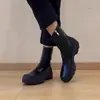 Versión de cuero suave~Diseño vintage tacón grueso nuevo estilo otoño para mujer diseño simple versátil adelgazante cremallera lateral botas de moda