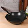 Frigideira de ferro nitretada com fundo plano, adequada para fogões de indução e fogões a gás, wok sem revestimento, para chefs, feiras noturnas, uso comercial e uso doméstico