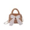 Bolso bandolera de hombro para niña, bonito bolso de peluche con lazo, bolso de mano de peluche para ir al trabajo, novedad de 2023