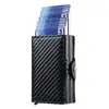 Fabricante Caixa de Cartão de Alumínio de Camada Dupla Porta-Cartões Masculino Resistente ao Desgaste PU Porta-Cartões Pop-Up Automático Carteira com Padrão Fibra de Carbono Personalização