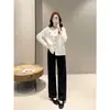 ¡Estilo de Pantalón Versátil Zeda Jia Yi! Jeans Rectos Estrechos Retro de Mezcla de Algodón 75% Pantalones Cigarrillo Adelgazantes y que Alargan las Piernas
