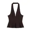 Novidades de Verão 2026: Moda Europeia e Americana Versátil Elástico Gola Halter Top 3644325, Calça Flare 3644324