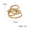 Anillo Abierto de Acero Inoxidable para Mujer Transfronterizo Europeo y Americano Estilo Ins Moda Geométrico Simple Asimétrico Anillo de Acero de Titanio Dorado de 18K