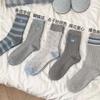 Calcetines de Mujer Otoño Media Caña Serie Gris Súper Versátiles Simples Cálidos Cómodos Calcetines de Moda Push