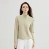 Camiseta interior básica de lana merino de color liso con media cremallera para pareja, antibacteriana 10A, cálida de manga larga, en stock