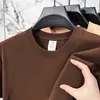 Camiseta de algodón puro de manga corta para verano para hombre, transpirable y de corte holgado, camiseta de cuello redondo para jóvenes y adultos de mediana edad, top versátil y moderno de color liso