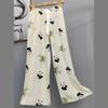 Pantalones de Pijama de Algodón Finos de Verano para Mujer con Estampado de Dibujos Animados, Pantalones de Pierna Ancha para Mujeres Embarazadas, Tallas Grandes, Adecuados para Usar Afuera, Pantalones Largos de Algodón, Exportación