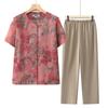 Conjunto de Verão para Mãe, Mulheres de Meia-Idade e Idosas, Roupa de Vovó, Conjunto de Duas Peças de Manga Curta para Mulheres Idosas 2026