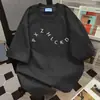 Camiseta de Manga Curta com Estampa de Letras Design Pesado Verão 2026 Novo Estilo Casual Preguiçoso Top Oversized