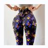 Calça Yoga Feminina Estampada Multicolorida Primavera/Verão Levanta Bumbum Antirrugas Slim Fit Cintura Alta Alta Elasticidade Laço XY607