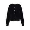 Exportación Transfronteriza Ropa de Mujer Otoño 2025 Estilo Europeo y Americano Cuello Redondo Manga Larga Cardigan de Punto con Botones Decorados para Mujer C85014