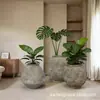 Estilo Wabi-Sabi Maceta de Cemento Retro Sala de Estar Balcón Modelo de Casa Habitación Decoración Suave De Pie Paisajismo Plantas en Maceta Decoración Adornos