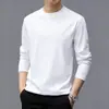 Camiseta de Manga Larga Estilo Americano para Hombre, Otoño Holgada Casual para el Trabajo Camisa Base de Color Sólido, Cuello Redondo Ropa Interior Pesada Superior Venta al por Mayor