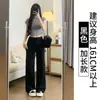 Calça esportiva cinza feminina, novo modelo verão 2026, cintura alta, fluida, perna reta, casual para primavera e outono, modelo petite perna larga