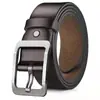 Cinturón de Cuero para Hombre con Hebilla de Pin Perforada Color Cobre, Cinturón Vintage Trendy para Hombre al por Mayor con Hebilla de Anilla en D de Aleación, Cinturón de Cintura Estilo Antiguo para Hombre