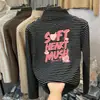 Camiseta Interior Casual de Manga Larga de Felpa Cepillada para Niñas, Estilo Nuevo Otoño/Invierno, Camiseta Base Rayada de Cuello Semi Alto