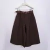 Pantalones Acampanados de Cintura Ancha de Bolsillo Doble Estilo Retro Feiyuan para Mujer Otoño Invierno Nueva Moda Versátiles de Color Sólido de Tres Cuartos