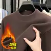 Popular Suéter de Lana Gruesa con Forro de Lana para Hombre, Nuevo Invierno, Cuello Semi Alto, Camiseta Térmica de Base Cálida para Hombre