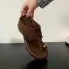 2026 Venta Caliente Moda de Verano Personalidad Anillo Metálico para Dedo del Pie Sandalias Chanclas con Borlas Retro Bohemia para Mujer