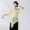 Top de Danza Clásica, Ropa de Punto para el Día a Día, Mono de Ballet Cola de Pescado que Ceñe la Cintura, Blusa con Mangas de Campana, Conjunto de Práctica de Danza Clásica
