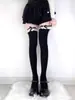 Calcetines de pantorrilla con lazo de encaje Lolita Lolita para mujer Botas Calcetines de felpa con Zapatos Mary Jane Pequeños de Cuero