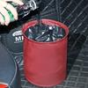 Lixeira Impermeável para Carro, Balde Dobrável Compactável, Mini Balde de Armazenamento Suspenso, Lixeira Multifuncional de Couro