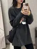 Camiseta de Manga Larga Estilo Coreano para Mujer Otoño 2026 Nueva Holgada Adelgazante Talla Grande Chicas Gorditas Longitud Media Prenda Base