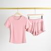 Terno esportivo Feminino Wide Pine Summer Thin Respirável Yoga Terno Terno Running Training Anti-running Shorts Secagem Rápida Manga Curta