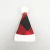 Sombrero de Navidad de Venta Caliente Transfronterizo Cuadros Rojo y Verde Felpa de Cordero Muñeco Decorativo Navideño Sombrero Decorativo para Botella de Vino Floral