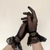 Guantes de Encaje de Malla Elástica Accesorios de Vestido de Novia Lolita Disfraces Guantes de Performance