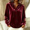 Chaqueta Cardigan de Terciopelo con Capucha y Botones de Manga Larga Informal de Moda de Color Sólido, Novedad Otoño/Invierno 2026 Transfronteriza para Mujer