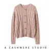 Cárdigan suelto de cachemir 100% puro para otoño e invierno para mujer, suéter de punto de cuello redondo, top casual, abrigo grueso, cálido