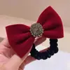 Goma para el pelo con lazo de terciopelo para mujer, Cuerda para el pelo estilo Chanel, Goma para el pelo con lazo de otoño e invierno, Goma para el pelo dulce