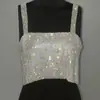 AYJ Amazon Lentejuelas Fiesta de Noche Cóctel Camisola Sexy con Malla Metálica de Lentejuelas Espalda Descubierta