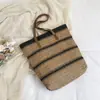 Bolsa de Palha Tecida para Férias na Praia para Mulheres 2026 Nova Coleção Primavera/Verão Bolsa de Ombro Único Bolsa Tote Grande de Balde Bolsa de Palha