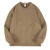 Moletom redondo super macio exclusivo transfronteiriço de 420g, casual e versátil, corte solto, estilo outono/inverno moderno, peça superior masculina de cor sólida
