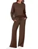 2026 Comercio Exterior Transfronterizo Europeo y Americano Otoño/Invierno Nuevo Color Sólido Cuello Redondo Sudadera de Moda Conjunto Casual de Dos Piezas Manga Larga Conjunto para Mujer