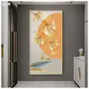 Nova Pintura Decorativa de Veado da Sorte Estilo Chinês Pintura Suspensa para Sala de Estar Sofá Pintura de Entrada Versão Vertical de Luxo Leve Corredor Pintura para Casa Luxo Leve