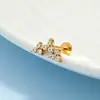 Aretes Perforados de Acero de Titanio Verticales para Agujeros de Oreja Aretes de Hélice de Acero Inoxidable con Circonita Joyería para Piercings Aretes de Flor para Labio con Rosca Externa