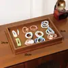 Bandeja de Exhibición para Joyería de Madera de Nogal con Veta, en Stock, para Pulseras, Brazaletes y Almacenamiento y Exhibición de Joyería de Cristal