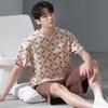 Pijama Longsha Masculino Verão Fino Algodão Puro Manga Curta Shorts Roupa de Casa Casual de Alta Qualidade para Adolescentes e Meninos conjunto