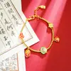 Pulsera de oro de arena de Vietnam marea nacional gota de aceite huadan calabaza candado de paz pulsera femenina retro larga no se decolora joyería al por mayor