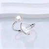 Anillo de Perla de Agua Dulce Natural para Mujer, Camelia Nácar de Alta Gama con Forma de Abanico de Moda de Boca Viva Ajustable Joyería al Por Mayor